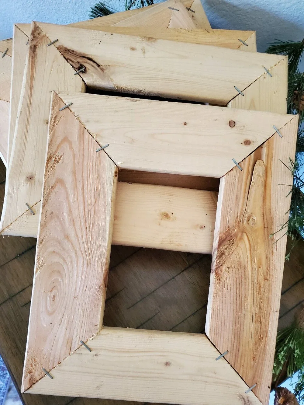 Set of 5 Unfinished Rustic Wood Pine Picture Frames DIY Craft Gallery